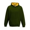 Just Hoods AWJH003J Varsity gyerek pamut kapucnis pulóver - Forest Green/Gold