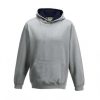 Just Hoods AWJH003J Varsity gyerek pamut kapucnis pulóver - Heather Grey/French Navy