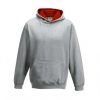 Just Hoods AWJH003J Varsity gyerek pamut kapucnis pulóver - Heather Grey/Fire Red