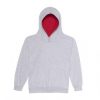 Just Hoods AWJH003J Varsity gyerek pamut kapucnis pulóver - Heather Grey/Fire Red