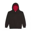 Just Hoods AWJH003J Varsity gyerek pamut kapucnis pulóver - Jet Black/Fire Red