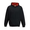 Just Hoods AWJH003J Varsity gyerek pamut kapucnis pulóver - Jet Black/Fire Red