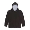 Just Hoods AWJH003J Varsity gyerek pamut kapucnis pulóver - Jet Black/Heather Grey