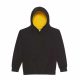 Just Hoods AWJH003J Varsity gyerek pamut kapucnis pulóver - Jet Black/Gold