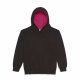 Just Hoods AWJH003J Varsity gyerek pamut kapucnis pulóver - Jet Black/Hot Pink