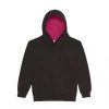 Just Hoods AWJH003J Varsity gyerek pamut kapucnis pulóver - Jet Black/Hot Pink