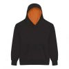 Just Hoods AWJH003J Varsity gyerek pamut kapucnis pulóver - Jet Black/Orange Crush