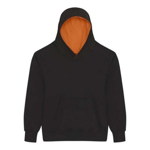 Just Hoods AWJH003J Varsity gyerek pamut kapucnis pulóver - Jet Black/Orange Crush