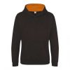 Just Hoods AWJH003J Varsity gyerek pamut kapucnis pulóver - Jet Black/Orange Crush