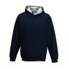 Just Hoods AWJH003J Varsity gyerek pamut kapucnis pulóver - New French Navy/Heather Grey