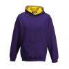 Just Hoods AWJH003J Varsity gyerek pamut kapucnis pulóver - Purple/Sun Yellow