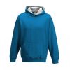 Just Hoods AWJH003J Varsity gyerek pamut kapucnis pulóver - Sapphire Blue/Heather Grey