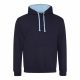 Just Hoods AWJH003 Varsity pamut kapucnis pulóver - New French Navy/Sky Blue