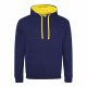 Just Hoods AWJH003 Varsity pamut kapucnis pulóver - Oxford Navy/Sun Yellow