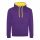 Just Hoods AWJH003 Varsity pamut kapucnis pulóver - Purple/Sun Yellow