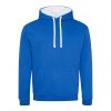 Just Hoods AWJH003 Varsity pamut kapucnis pulóver - Royal Blue/Arctic White