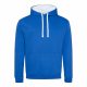 Just Hoods AWJH003 Varsity pamut kapucnis pulóver - Royal Blue/Arctic White