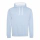 Just Hoods AWJH003 Varsity pamut kapucnis pulóver - Sky Blue/Arctic White