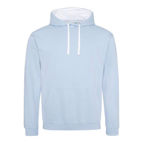 Just Hoods AWJH003 Varsity pamut kapucnis pulóver - Sky Blue/Arctic White