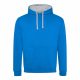 Just Hoods AWJH003 Varsity pamut kapucnis pulóver - Sapphire Blue/Heather Grey