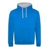 Just Hoods AWJH003 Varsity pamut kapucnis pulóver - Sapphire Blue/Heather Grey