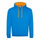 Just Hoods AWJH003 Varsity pamut kapucnis pulóver - Sapphire Blue/Orange Crush