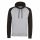 Just Hoods AWJH009 Baseball pamut kapucnis pulóver - Heather Grey/Jet Black