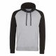 Just Hoods AWJH009 Baseball pamut kapucnis pulóver - Heather Grey/Jet Black