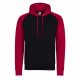 Just Hoods AWJH009 Baseball pamut kapucnis pulóver - Jet Black/Fire Red