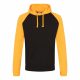 Just Hoods AWJH009 Baseball pamut kapucnis pulóver - Jet Black/Gold