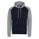 Just Hoods AWJH009 Baseball pamut kapucnis pulóver - Oxford Navy/Heather Grey