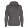 Just Hoods AWJH021 pamut keresztpántos nyakú kapucnis pulóver - Charcoal