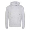 Just Hoods AWJH021 pamut keresztpántos nyakú kapucnis pulóver - Heather Grey