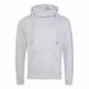 Just Hoods AWJH021 pamut keresztpántos nyakú kapucnis pulóver - Heather Grey