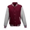 Just Hoods AWJH043 Varsity férfi pamut dzseki - Burgundy/Heather Grey