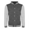 Just Hoods AWJH043 Varsity férfi pamut dzseki - Charcoal/Heather Grey