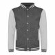 Just Hoods AWJH043 Varsity férfi pamut dzseki - Charcoal/Heather Grey