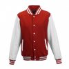 Just Hoods AWJH043 Varsity férfi pamut dzseki - Fire Red/Arctic White