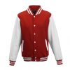 Just Hoods AWJH043 Varsity férfi pamut dzseki - Fire Red/Arctic White