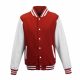 Just Hoods AWJH043 Varsity férfi pamut dzseki - Fire Red/Arctic White