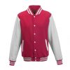 Just Hoods AWJH043 Varsity férfi pamut dzseki - Hot Pink/White