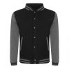 Just Hoods AWJH043 Varsity férfi pamut dzseki - Jet Black/Charcoal