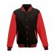 Just Hoods AWJH043 Varsity férfi pamut dzseki - Jet Black/Fire Red