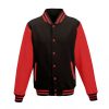 Just Hoods AWJH043 Varsity férfi pamut dzseki - Jet Black/Fire Red