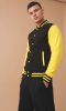 Just Hoods AWJH043 Varsity férfi pamut dzseki - Jet Black/Sun Yellow