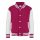 Just Hoods AWJH043J Varsity gyerek pamut patentos pulóver - Hot Pink/White