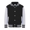 Just Hoods AWJH043J Varsity gyerek pamut patentos pulóver - Jet Black/Heather Grey