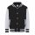 Just Hoods AWJH043J Varsity gyerek pamut patentos pulóver - Jet Black/Heather Grey