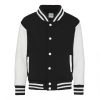 Just Hoods AWJH043J Varsity gyerek pamut patentos pulóver - Jet Black/White