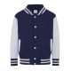 Just Hoods AWJH043J Varsity gyerek pamut patentos pulóver - Oxford Navy/Heather Grey